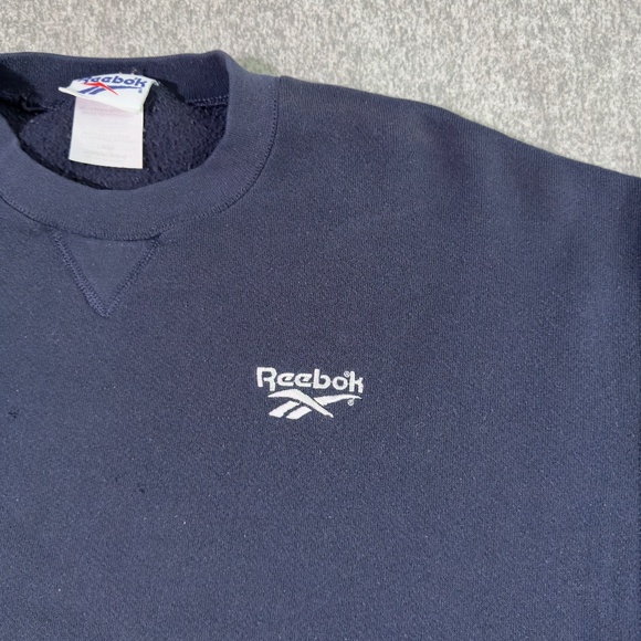 Vintage 90’s Reebok Oversized Baggy Sweatshirt USA Made Navy Blue Men’s L - Picture 5 of 12